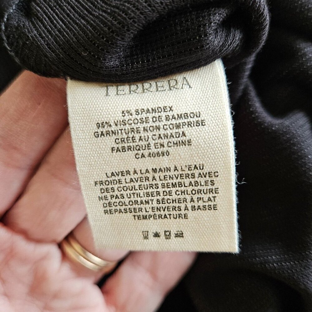 Terrera Black Turtleneck Top Womens L Bamboo Spandex LS Minimalist Office Siren - Picture 6 of 12